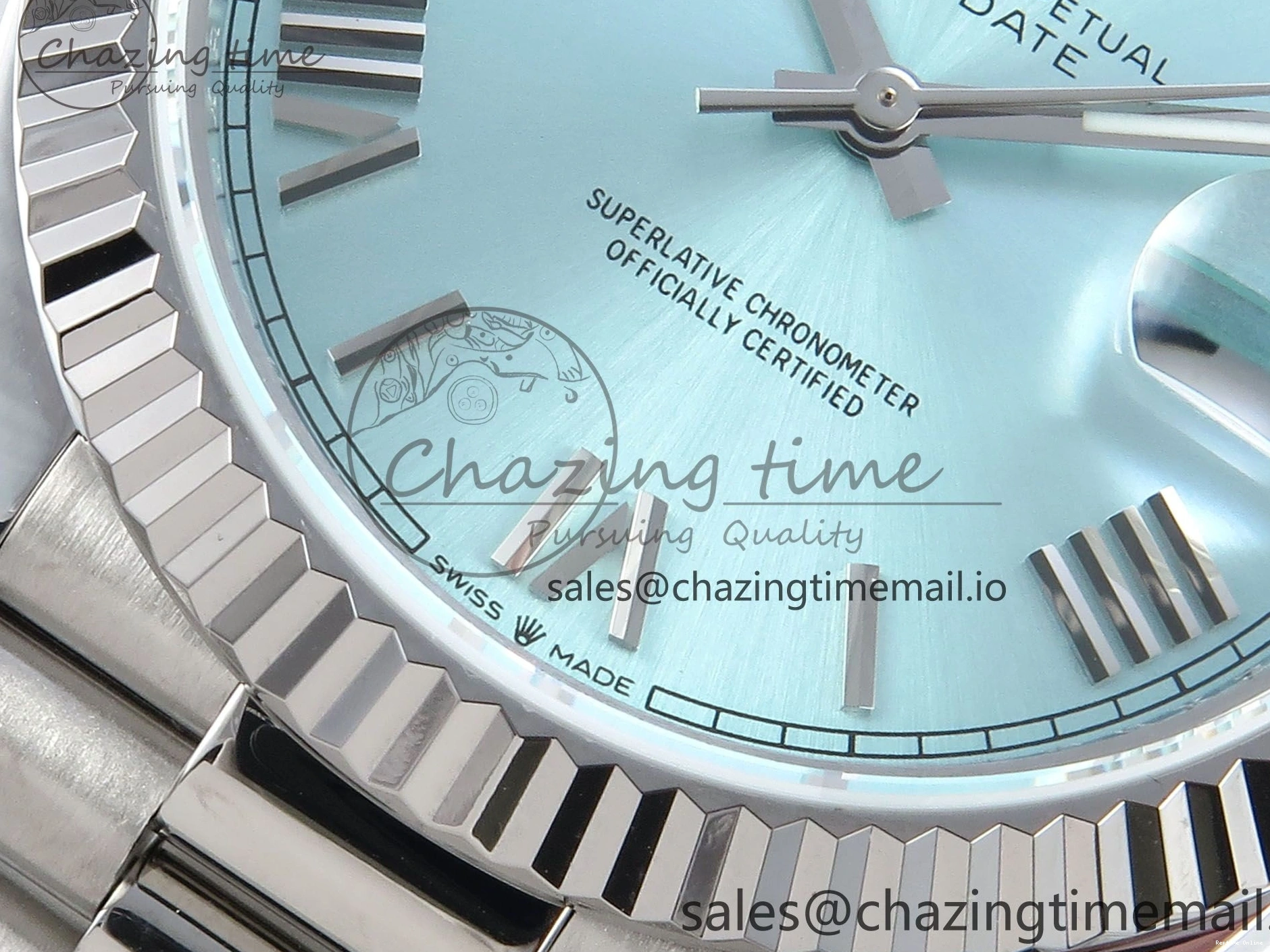 0403 Day Date 128239 36mm SS KF 1:1 Best Edition Tiffany Blue Roman Dial On President Bracelet A2836 (Gain Weight) Durable 639